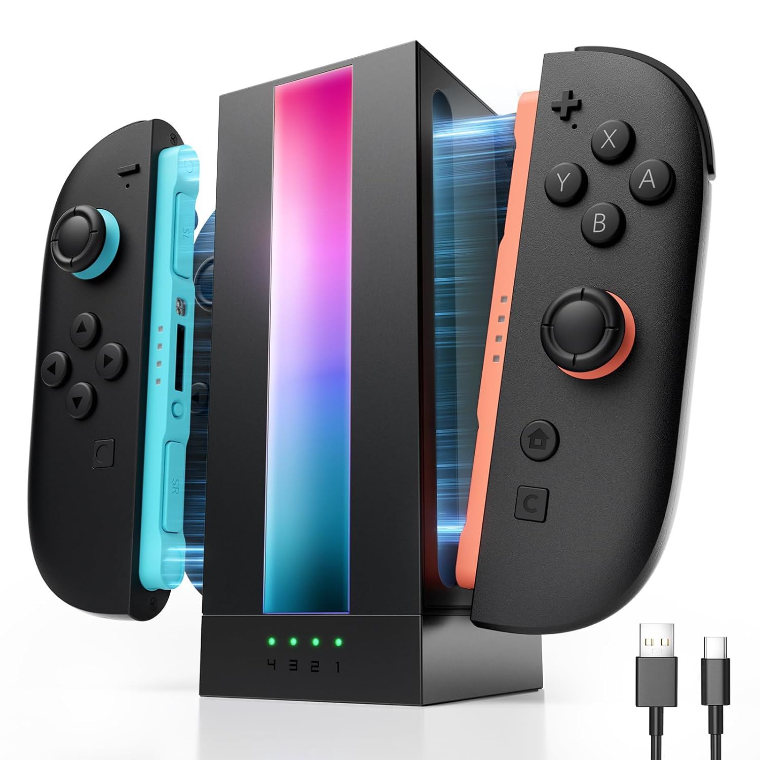 JSAUX EnergyFlow Dock de Carga para Joy-Con Nintendo Switch 2 Base para 4 Controles